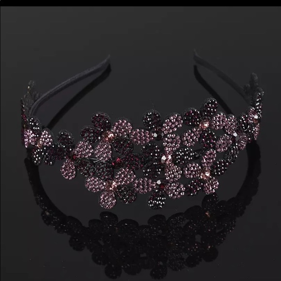 ❤️HANDMADE BURGUNDY AND PINK CRYSTAL RHINESTONE HAIR BAND❤️$15 EACH OR 2/$25❤️ - Picture 1 of 6